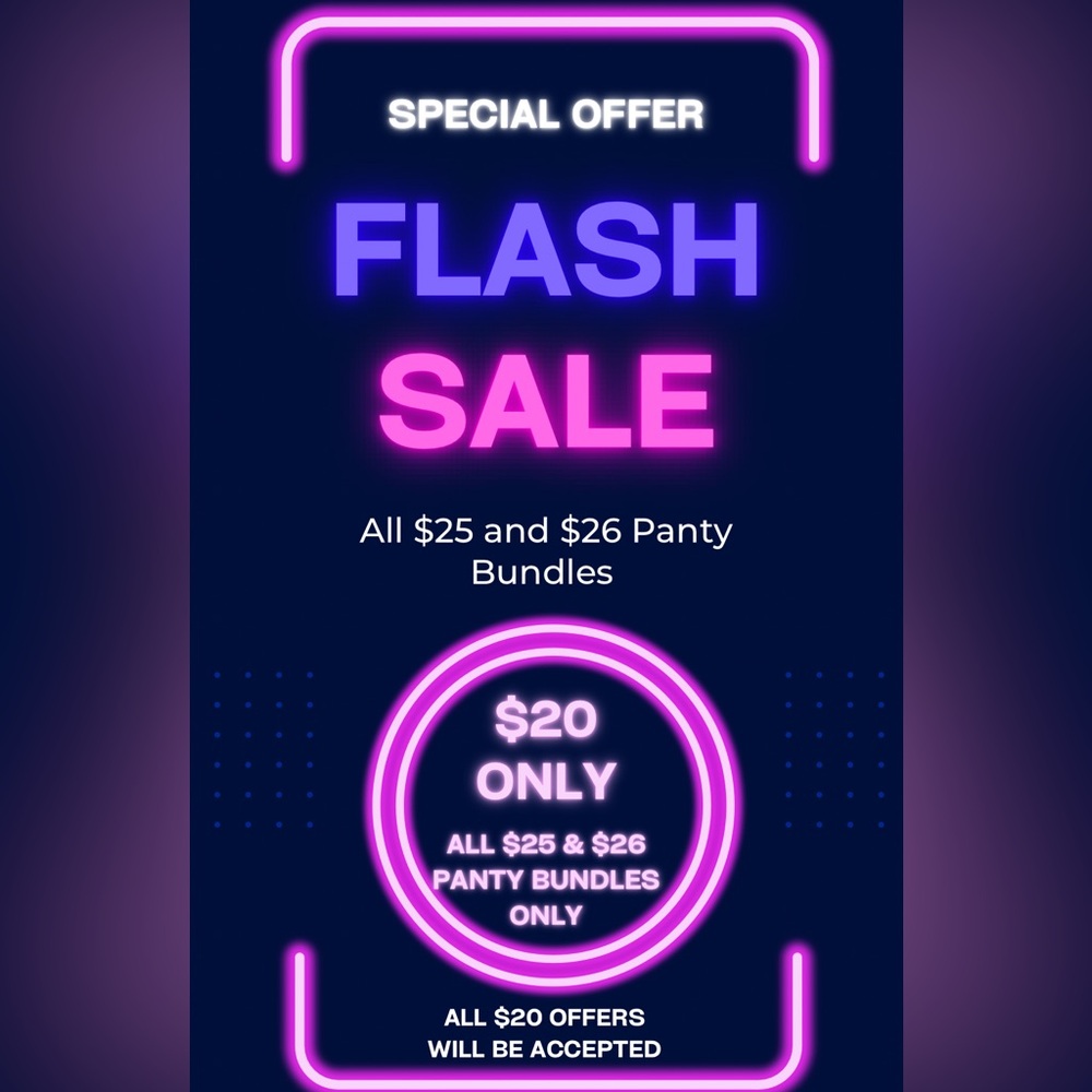 Victoria Secret and Pink Panty Bundle Flash Sale. Must make a $20 offer.